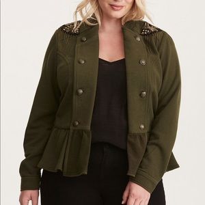 Embellished Knit Peplum Military Jacket
